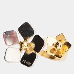 Fendi Flower Two Tone Cocktail Ring Size 51