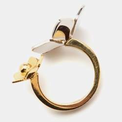Fendi Flower Two Tone Cocktail Ring Size 51