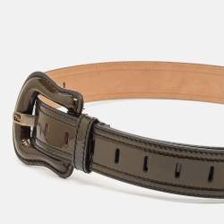 Pre Owned حزام فندي إبزيم حرف بي جلد لامع أسود 80 سم