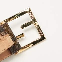 Fendi Tobacco Zucca canvas and Leather FF Buckle Belt 80CM