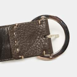 Fendi Tobacco Zucca Canvas and Leather Round Buckle Belt 80CM