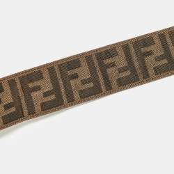 Fendi Tobacco Zucca Canvas and Leather Round Buckle Belt 80CM