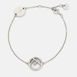 مملوكة مسبقًا Fendi F is Fendi Crystals Silver Tone Bracelet