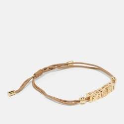 Pre Owned Fendi Graphy Gold Tone Cord Bracelet