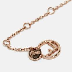 مملوكة مسبقًا Fendi F is Fendi Crystals Rose Gold Tone Logo Station Bracelet