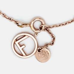 مملوكة مسبقًا Fendi F is Fendi Crystals Rose Gold Tone Logo Station Bracelet