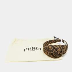 Fendi Brown Zucca Monogram Silk Knotted Head Band