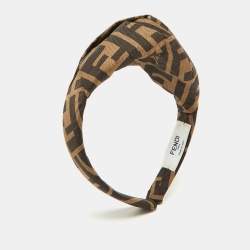 Fendi Brown Zucca Monogram Silk Knotted Head Band