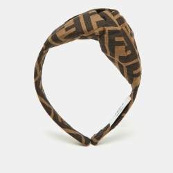 Fendi Brown Zucca Monogram Silk Knotted Head Band