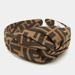 Fendi Brown Zucca Monogram Silk Knotted Head Band