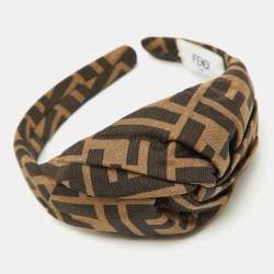 Fendi Brown Zucca Monogram Silk Knotted Head Band