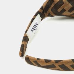 Fendi Brown Zucca Monogram Silk Knotted Head Band