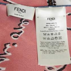 مملوكة مسبقًا Fendi Pink/White Silk Astrology Square Scarf