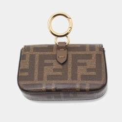 Fendi Tobacco Zucca Coated Canvas Nano Baguette Charm Bag