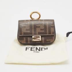 Fendi Tobacco Zucca Coated Canvas Nano Baguette Charm Bag