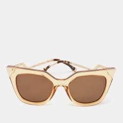 Pre Owned Fendi Brown/Gold FF0060/S Iridia Cat Eye Sunglasses