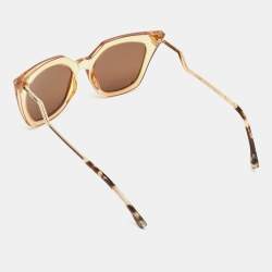 Pre Owned Fendi Brown/Gold FF0060/S Iridia Cat Eye Sunglasses