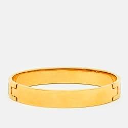 Pre Owned Fendi FF Enamel Gold Tone Bracelet M