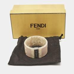 Fendi Logo Resin Silver Tone Bangle Bracelet