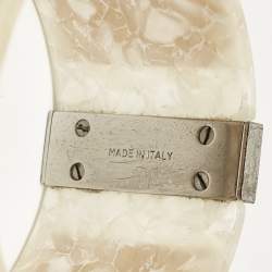 Fendi Logo Resin Silver Tone Bangle Bracelet