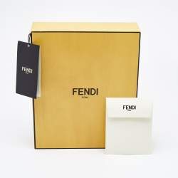 Pre Owned Fendi Faux Pearl Crystal Gold Tone Station Necklace 