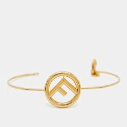 Fendi F is Fendi Gold Tone Narrow Bangle Bracelet L