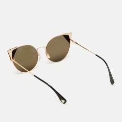 Pre Owned Fendi Gold/Black FF091/S Cate Eye Sunglasses