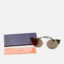 Pre Owned Fendi Gold/Black FF091/S Cate Eye Sunglasses