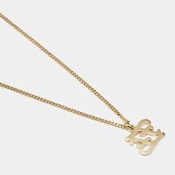 Fendi Karligraphy Gold Tone Pendant Necklace