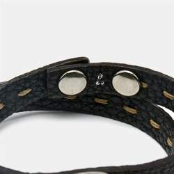 Pre Owned سوار فندي سيليريا بني جلد فضي اللون مقاس 7