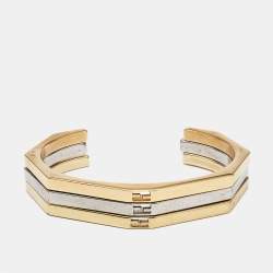 Fendi Baguette Bi-color Set of 3 Open Cuff Bracelet S