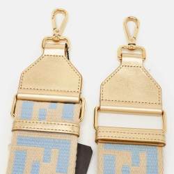 Fendi Beige/Blue Zucca Canvas and Leather Strap You Shoulder Bag Strap