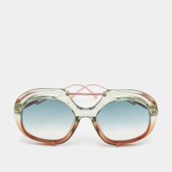 مملوكة مسبقًا Fendi Blue/Green Gradient FF316 Tropical Shine Aviator Sunglasses