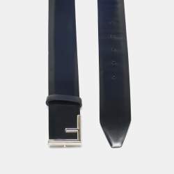Pre Owned Fendi Black Leather F Logo Buckle Belt 80 CM