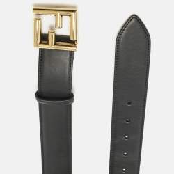 Fendi Black Leather FF Buckle Belt 65 CM