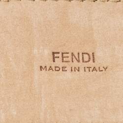 Fendi Brown/Black Zucca Embossed Leather F Buckle Belt 75 CM