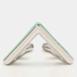 Pre Owned Fendi Green/Silver Palladium/Brass Fendi First Ear Cuff Earrings