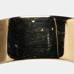 Fendi Gold Tone Crystal Embellished FF Band Ring Size 53