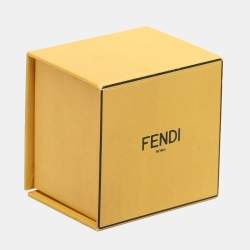 Fendi Gold Tone Crystal Embellished FF Band Ring Size 53