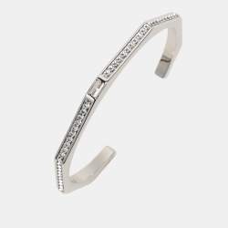 Pre Owned Fendi Baguette Silver Tone Open Cuff Bracelet