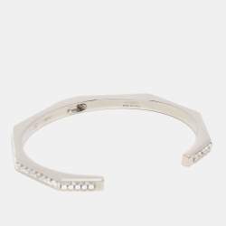 Pre Owned Fendi Baguette Silver Tone Open Cuff Bracelet