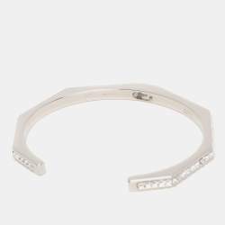 Pre Owned Fendi Baguette Silver Tone Open Cuff Bracelet