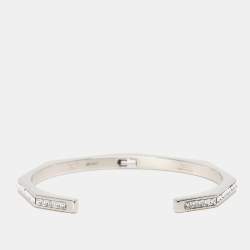 Pre Owned Fendi Baguette Silver Tone Open Cuff Bracelet