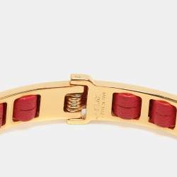Pre Owned Fendi Gold Tone Pink Leather The Fendista Bangle Bracelet S