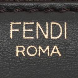 Pre Owned Fendi Brown Zucca Canvas and Leather Strap You Shoulder Strap