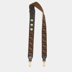 Pre Owned Fendi Brown Zucca Canvas and Leather Strap You Shoulder Strap