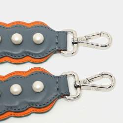 Fendi Blue/Orange Leather Pearl Embellished Strap You Shoulder Strap
