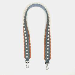 Fendi Blue/Orange Leather Pearl Embellished Strap You Shoulder Strap