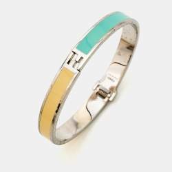Fendi The Fendista Bicolor Enamel Silver Tone Bracelet