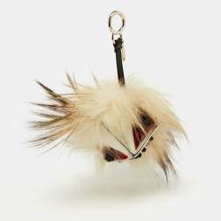 Fendi Multicolor Mink Fur and Leather Eye Studded Cube Monster Bag Charm